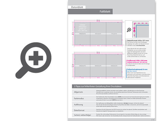 Product Bild faltblatt__gefalzt_auf_15_0_cm_x_26_5_cm__6-seiter_(zickzackfalz)__beidseitig_bedruckt_(4_4_farbig_+_1_sonderfarbe_hks)