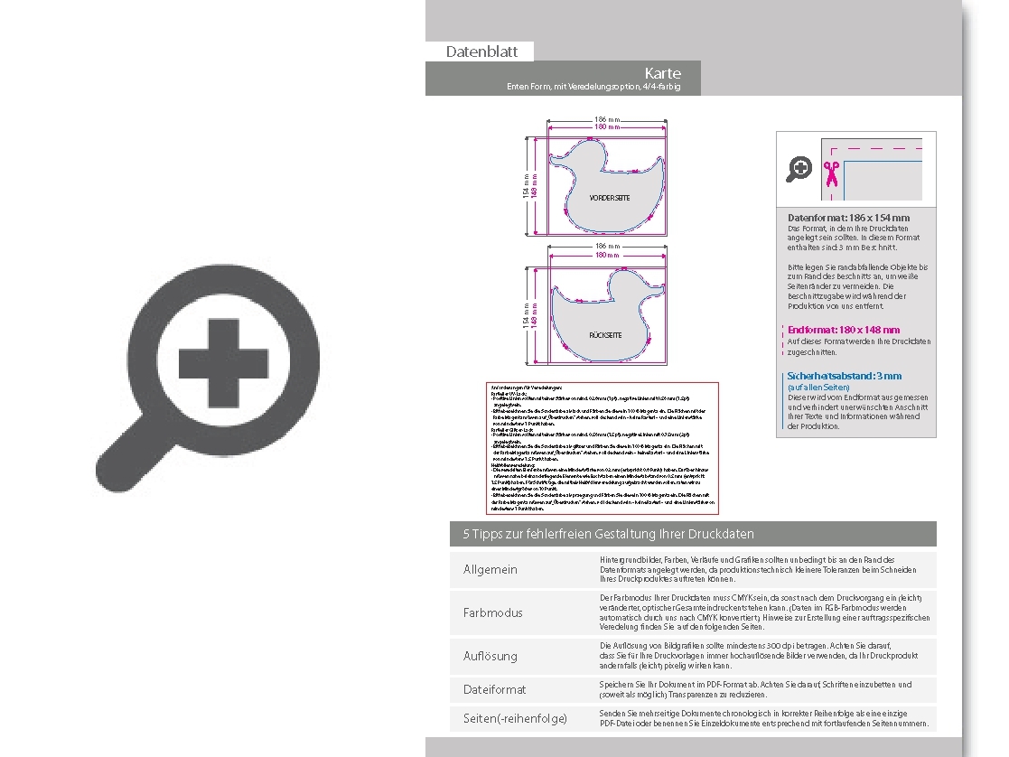 Product Bild osterkarten_stanzform_ente_mit_partieller_glitzer-lack-veredelung